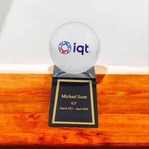 Clear Acrylic Globe Award Michael Scott IQT with Base